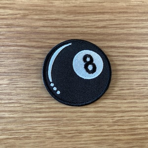 Black Billiard 8 Ball Pool Game Iron On Patch