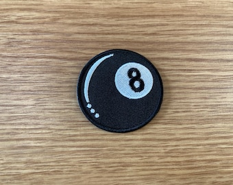 Black Billiard 8 Ball Pool Game Iron on Patch