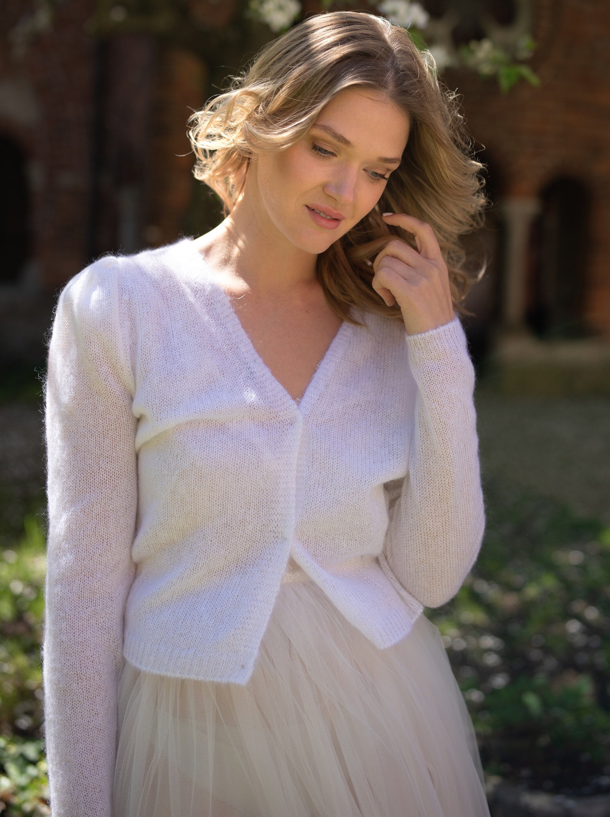 Ivory Mohair Knit Bridal Cardigan: Boho Wedding Cover-up - Etsy