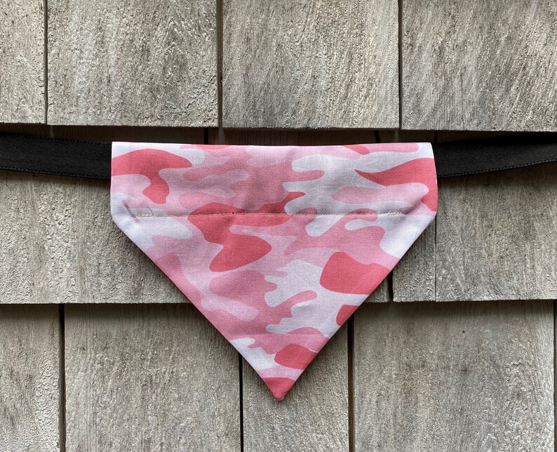 Pink Camo Dog Bandana, Scarf, Puppy Gift, Slides over collar, Dog Gift image 1