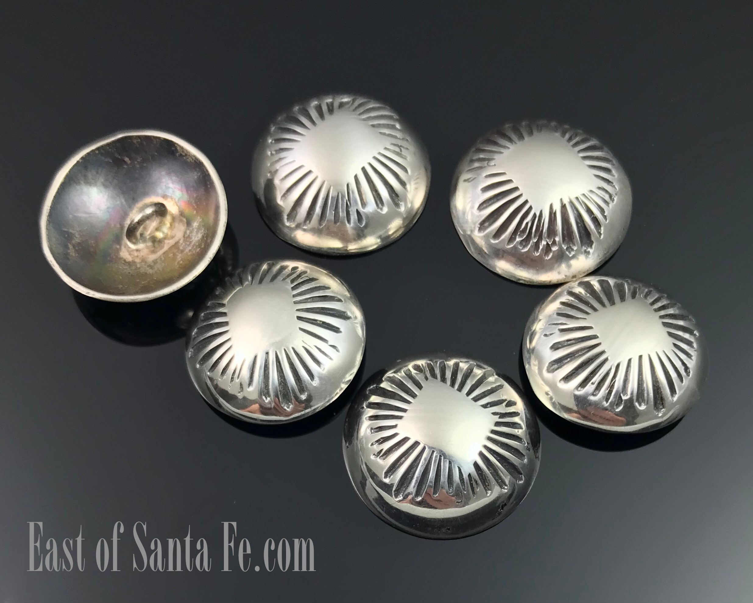 6 Sterling Silver Buttons, Oval Button Beads, Plain Buttons, 925