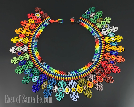 Colombian Embera Chami Okama Rainbow Beaded Necklace