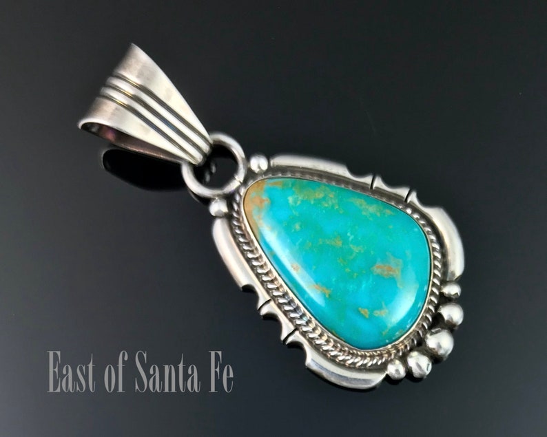 Turquoise Navajo Native American Pendant Necklace Sterling Silver Signed