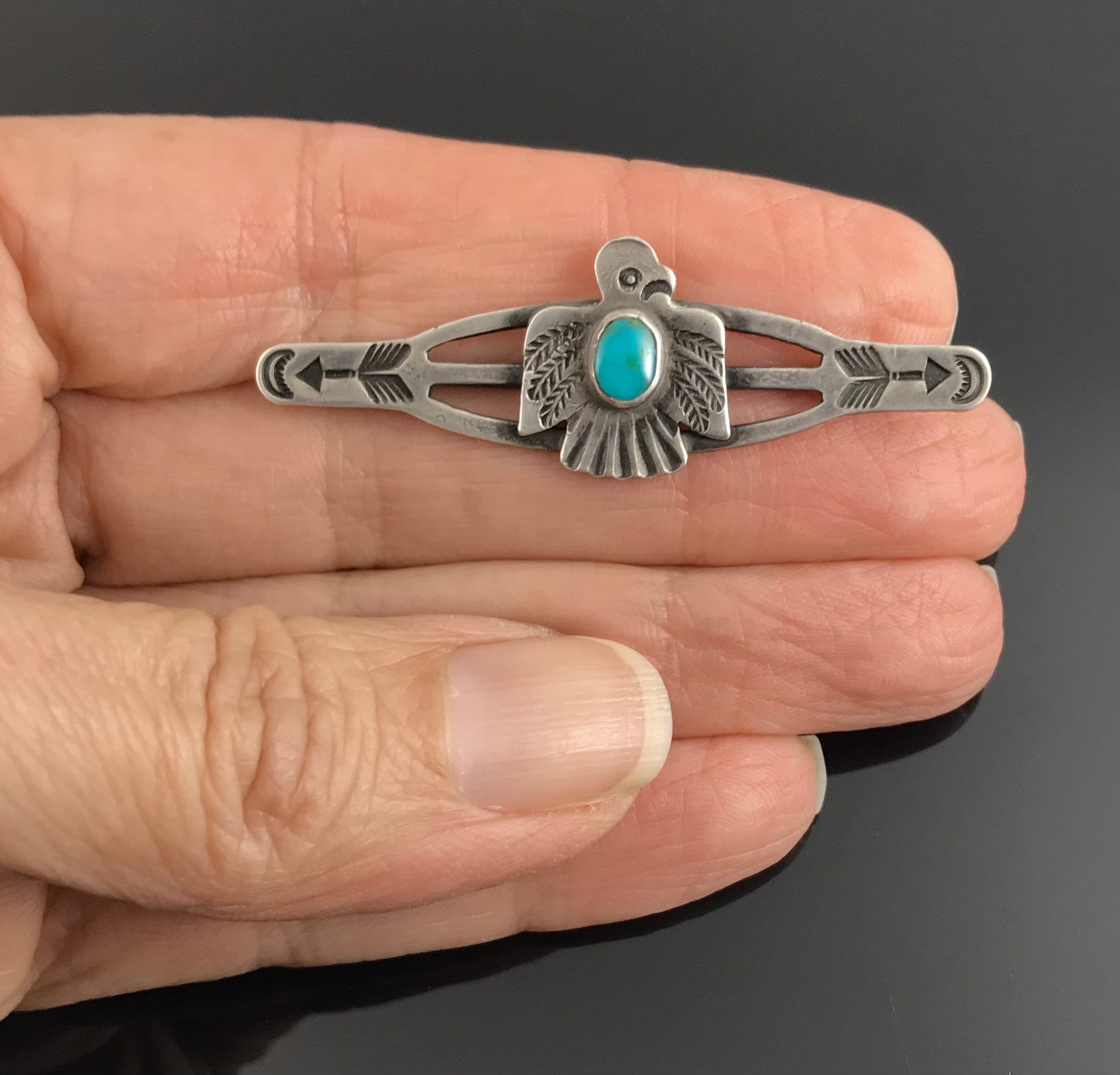 VINTAGE Fred Harvey Era Thunderbird Arrow Turquoise Navajo
