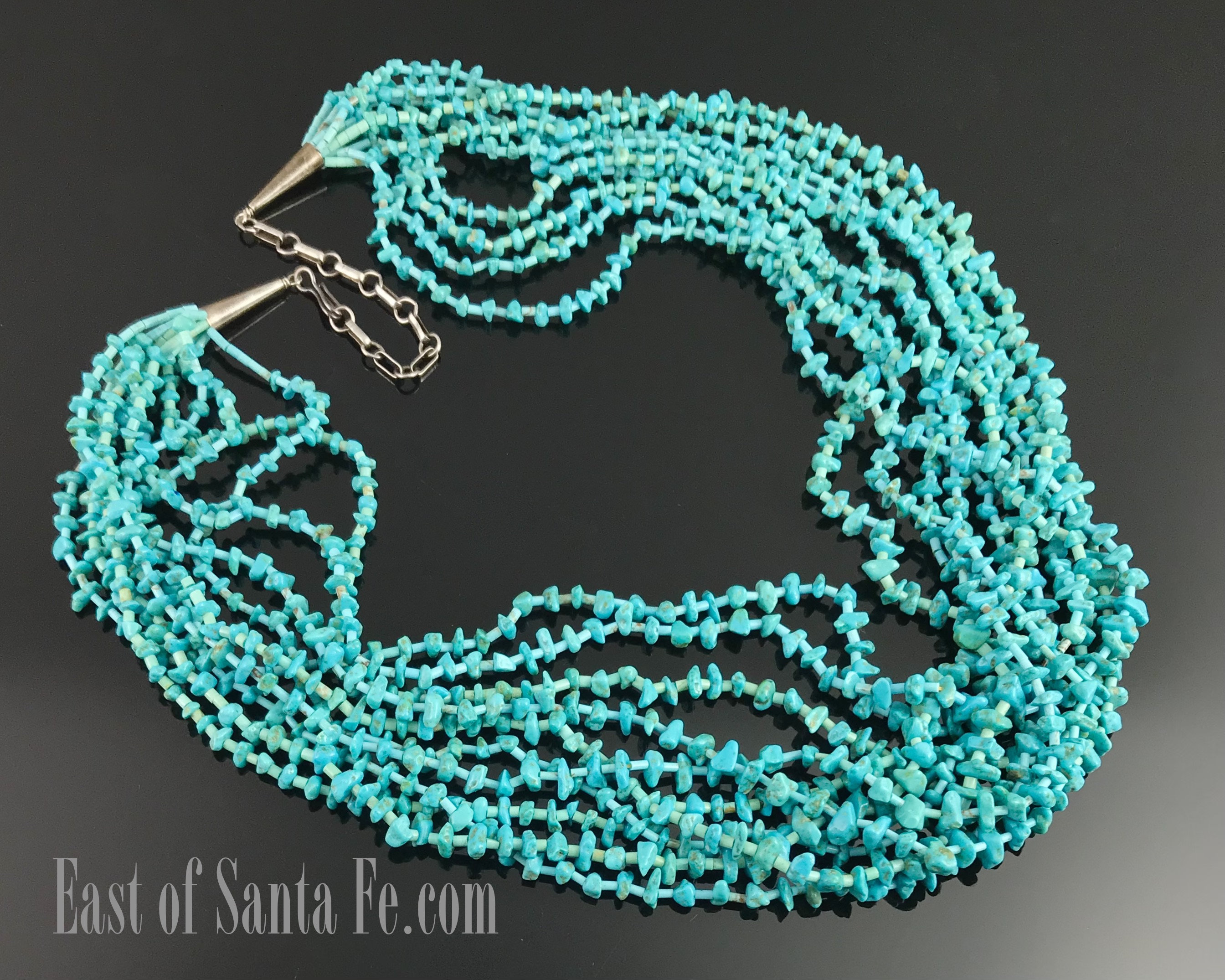 Santo Domingo Kewa Pueblo Turquoise 10 Strand Heishi Necklace 