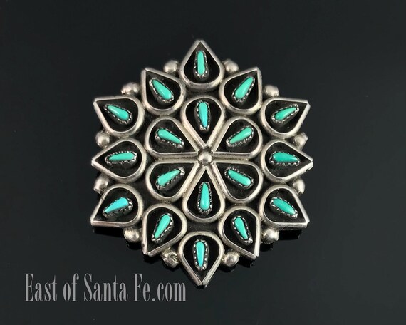 Zuni Turquoise Needlepoint Cluster Pin / Pendant Native American - P & A Lahi