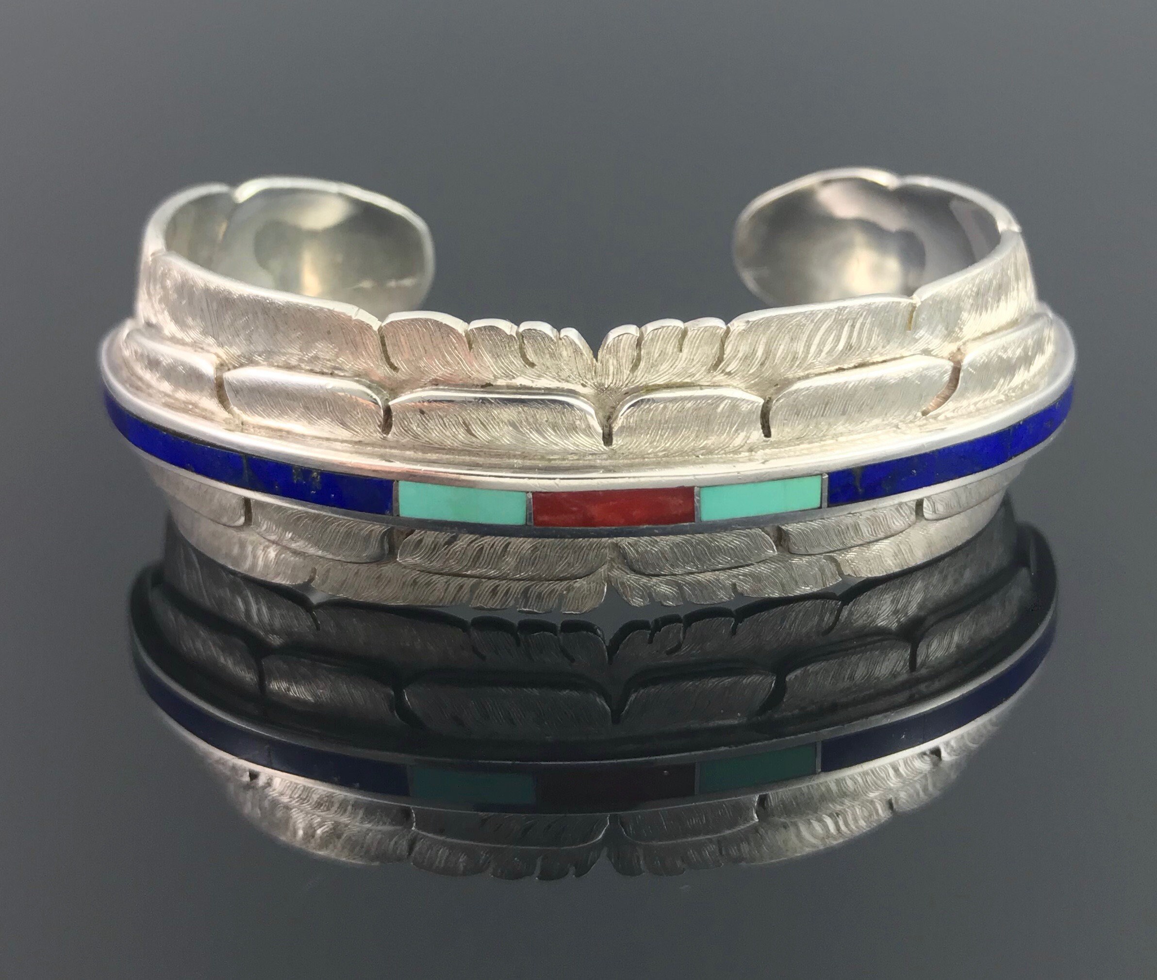 Biggest Best Craziest Vintage Native American Navajo Coral Sterling Silver Cardinal Bracelet Biggest Best Craziest Vintage Native American Navajo Coral Sterling Silver Cardinal Bracelet