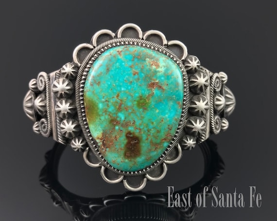 Rich Jim Native American Navajo Signed Gigantic Royston Turquoise Sterling Silver Bracelet Rich Jim Native American Navajo Signed Gigantic Royston Turquoise Sterling Silver Bracelet