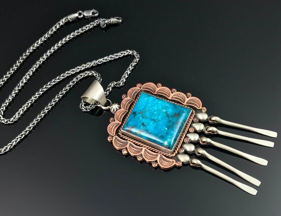 Large Turquoise Navajo Native American Necklace P… - image 4