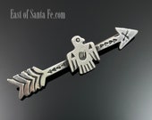 Fred Harvey Era Arrow Thunderbird Arrow Navajo Pin Brooch Hand Stamped Sterling Silver - Vintage