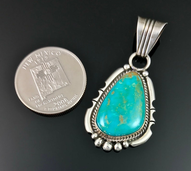 Turquoise Navajo Native American Pendant Necklace Sterling Silver Signed