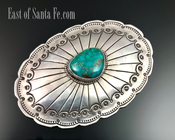 HUGE Turquoise Concho Pin Native American Navajo … - image 1