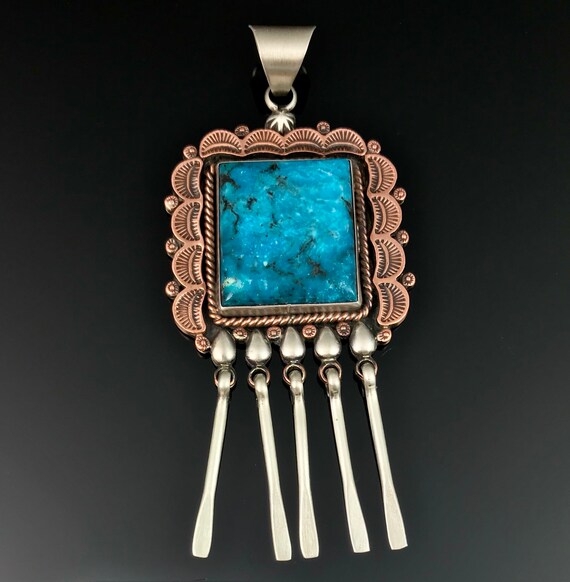 Large Turquoise Navajo Native American Necklace P… - image 2
