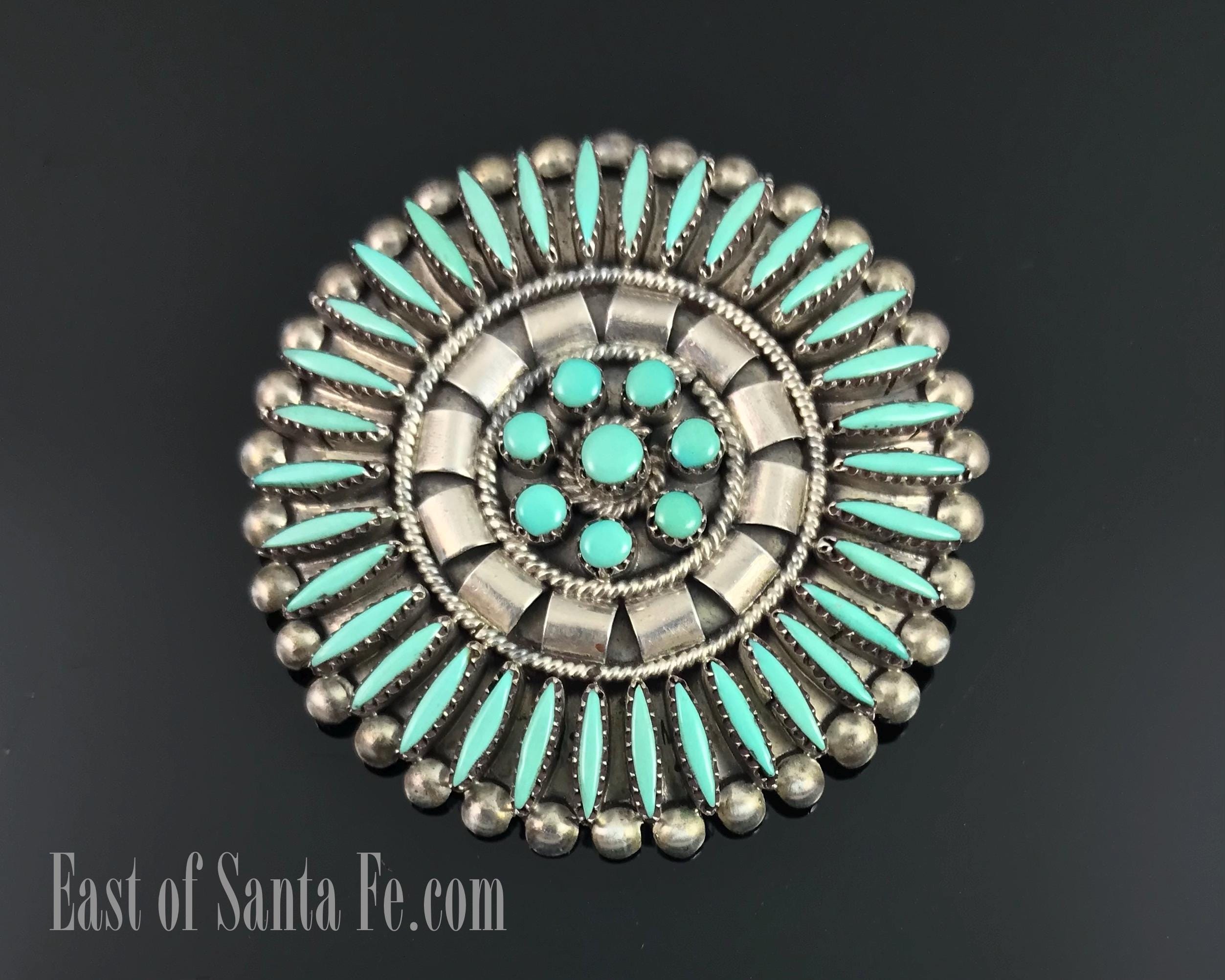 Zuni Turquoise Needlepoint Cluster Pin / Pendant Necklace Zuni Turquoise Needlepoint Cluster Pin / Pendant Necklace