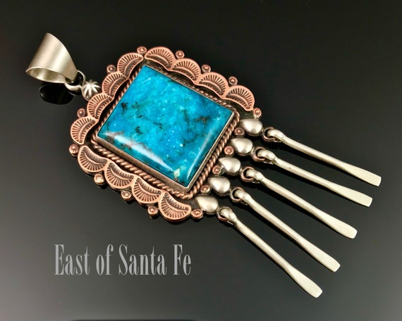Large Turquoise Navajo Native American Necklace P… - image 1