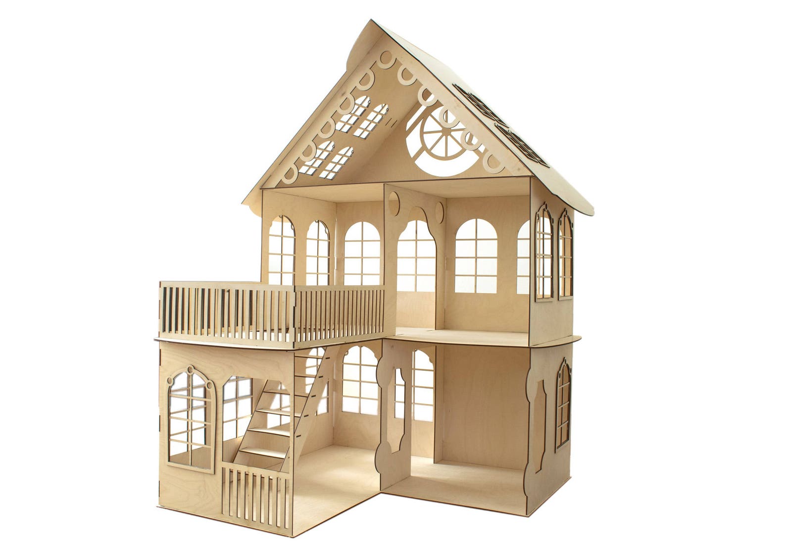 Beautiful house with a loft doll house dollhouse Wood Etsy