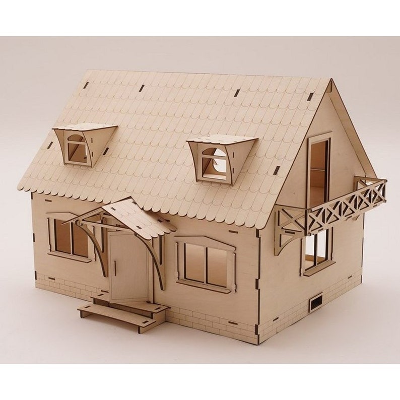 Doll house with attic dollhouse Wood dollhouse Dollhouse Etsy