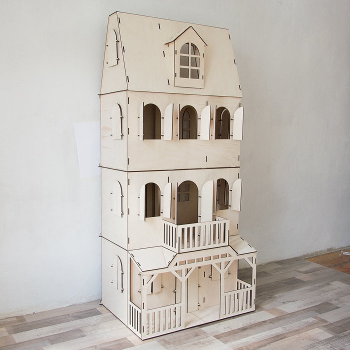Threestory Dollhouse with attic Dollhouse for Barbie doll Etsy