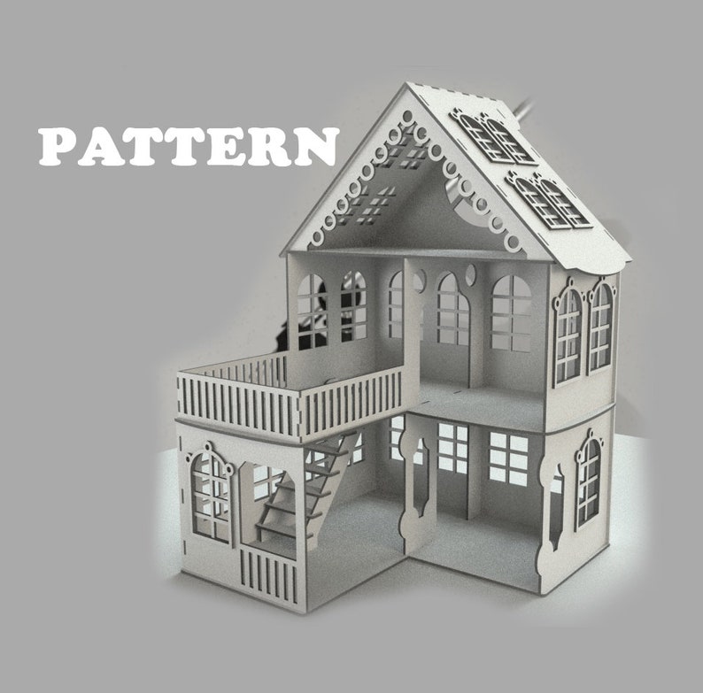 Dollhouse Pattern Laser Cut Plans DIY Doll House Dollhouse Etsy