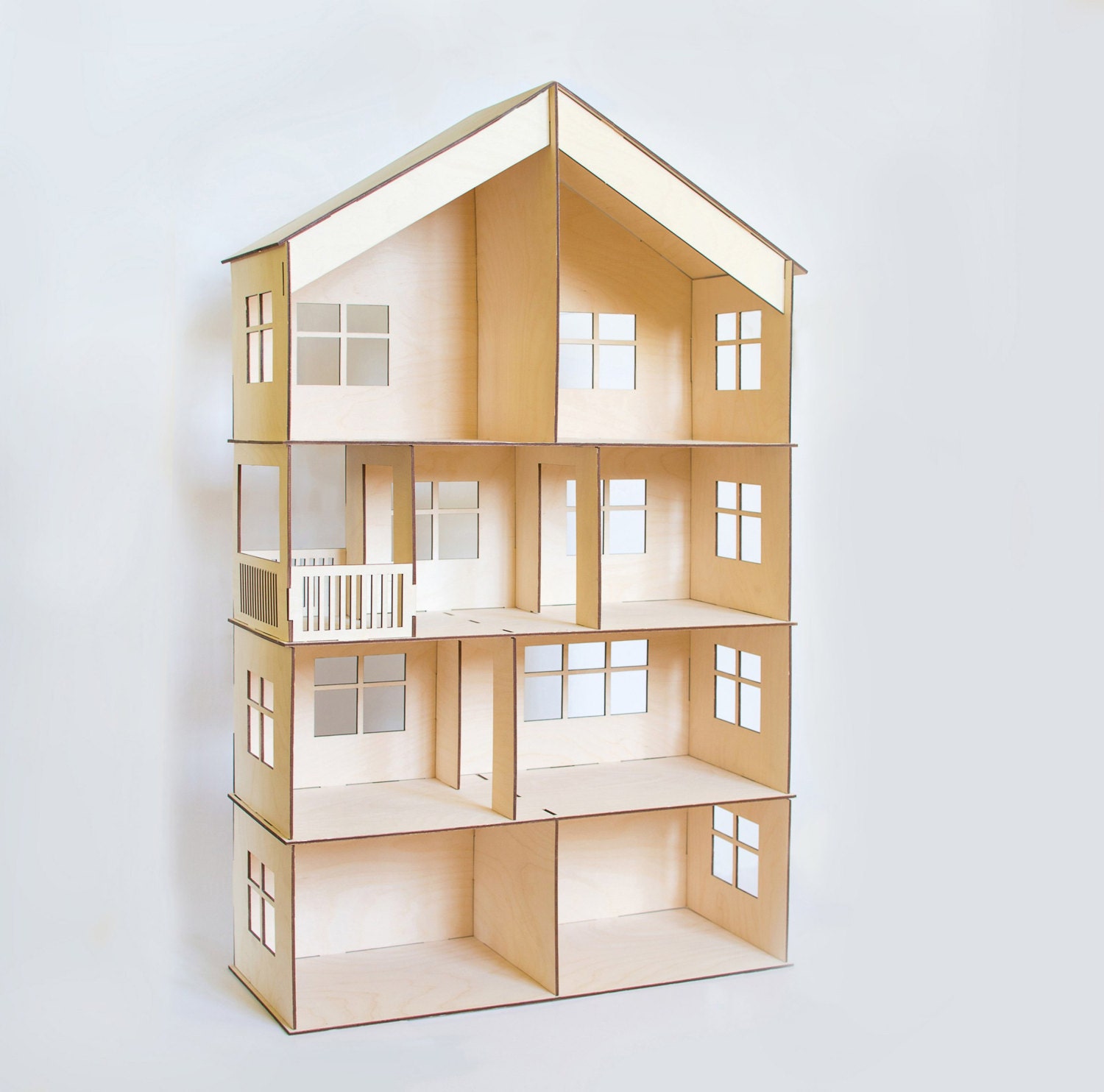 Doll house with garage and attic dollhouse Wood dollhouse Etsy