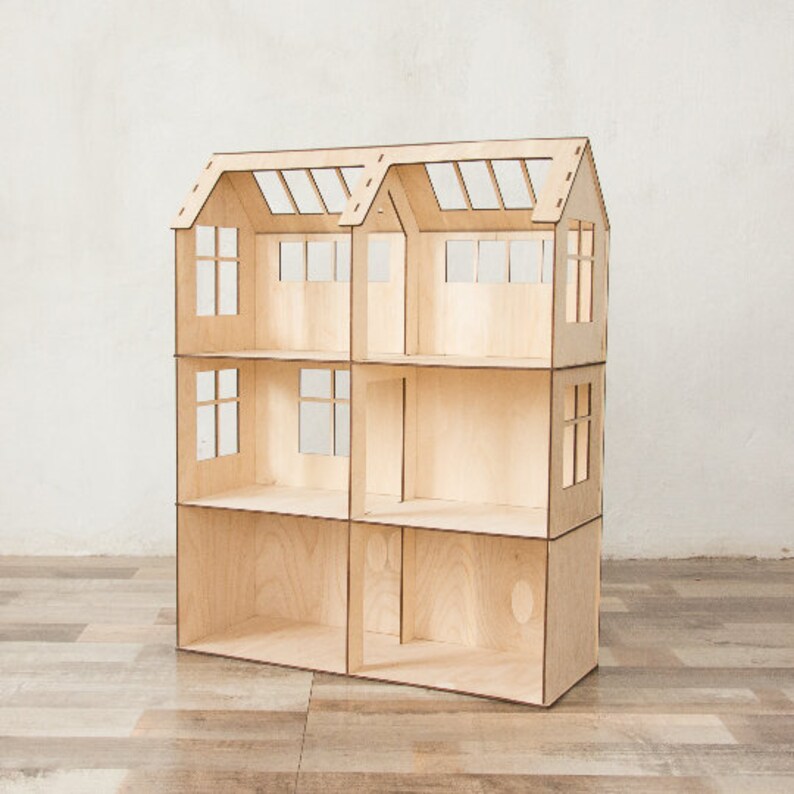 Dollhouse kit 3 floors Wooden doll house Etsy