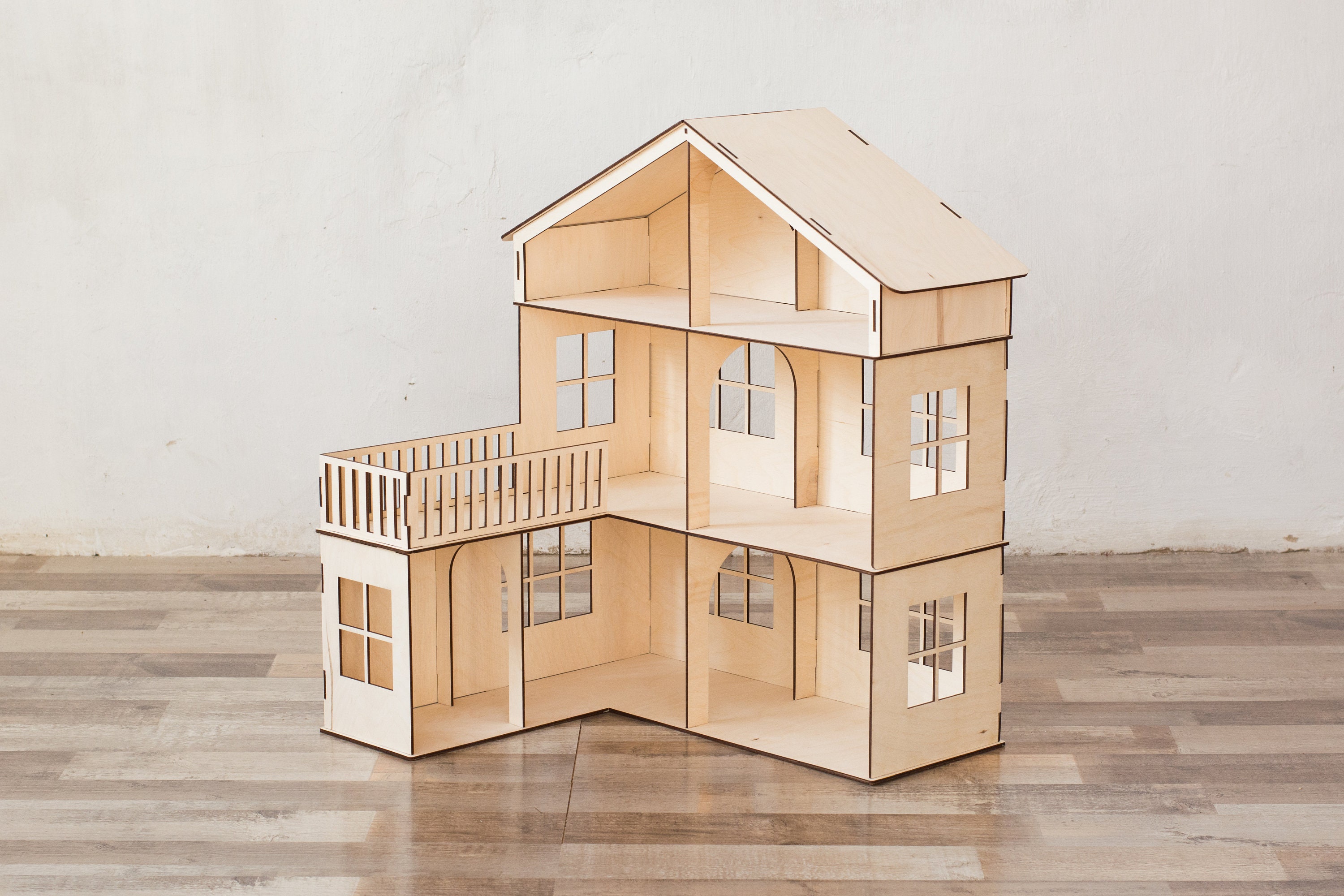 Modular Dollhouse With Balcony Dollhouse Wood Dollhouse Etsy Canada