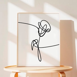 Love Yourself (BTS) – Calla Lily Flower – Art Print - flower art, flower power, one line drawing, simple one line flower, continuous line