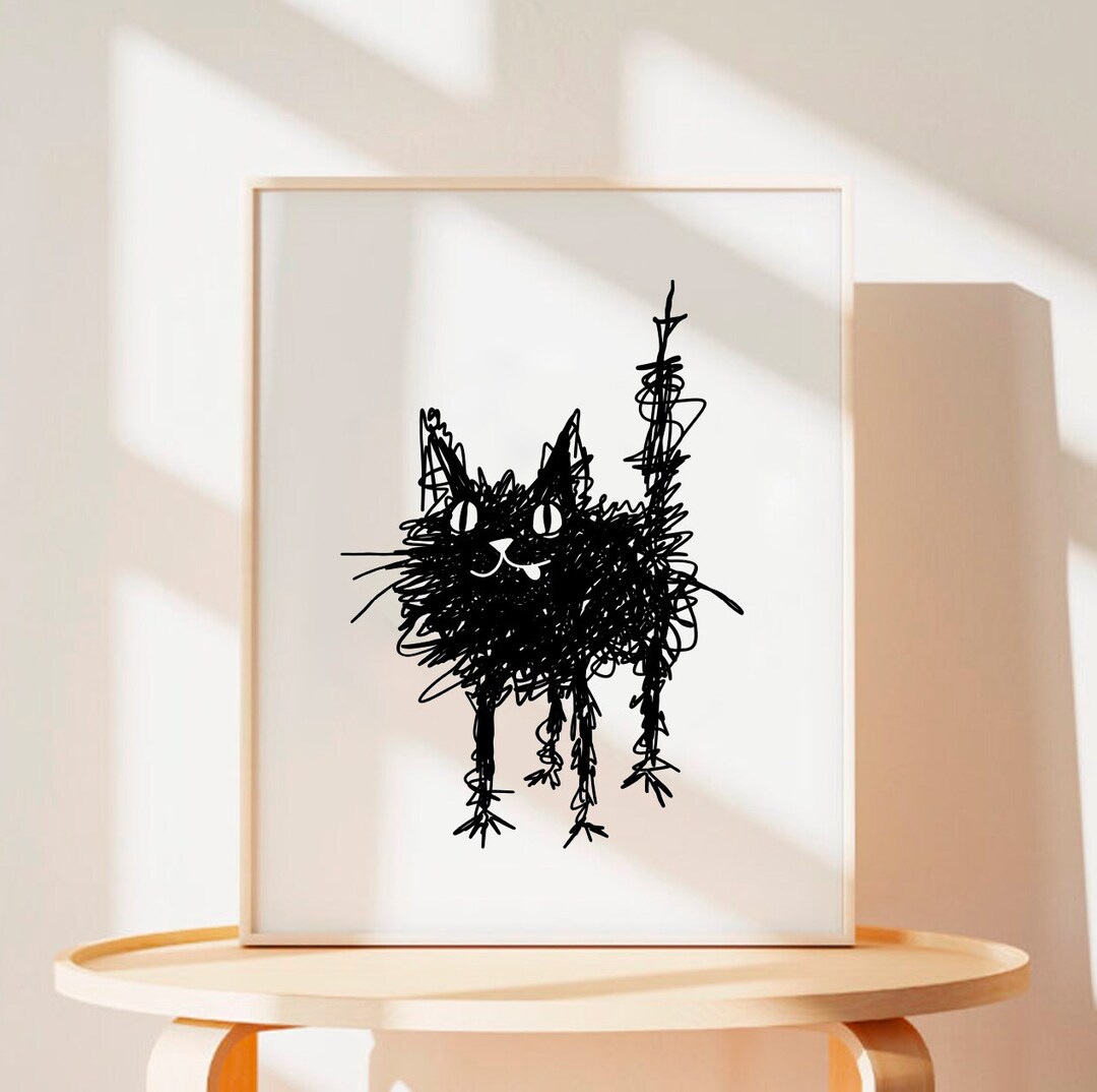 Mr Stinky Art Print One Continuous Line Drawing of a Cat, Simple Art