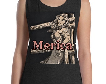 Merica Patriotic 4 juli Ladies' Muscle Tank