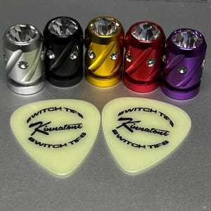 Kinnatone Fancy Jeweled Black Silver, Purple Gold, RED aluminum Switch knob Tip: Strat Tele Guitar