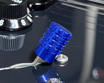 Knurled Aluminum Guitar Switch Tip - Bruno Blue - Fits Strat, Tele, Ibanez