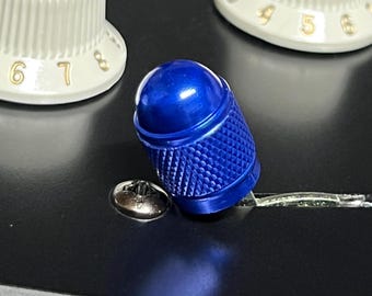 Blue Bullet Aluminum Knurled Guitar Switch Knob Tip - Kinnatone Stubby Design