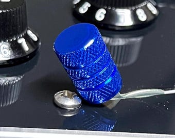 Blue Knurled Aluminum Guitar Switch Tip - Strat Tele Ibanez ESP PRS