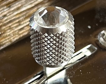 Kinnatone Jeweled Knurled Stainless Steel Switch knob Tip: Strat Tele Guitar