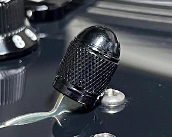 Black Aluminum Knurled Guitar Switch Knob Tip  STRAT TELE - Stubby Bullet Style
