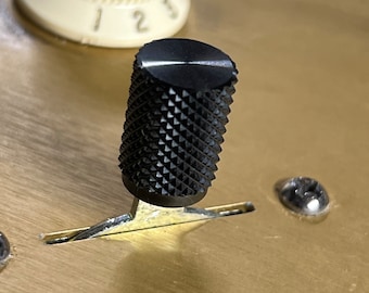 Punta de perilla de interruptor de acero inoxidable moleteada negra: se adapta a Fender Strat Tele