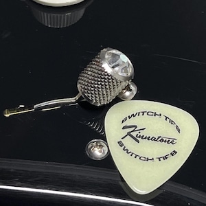 Kinnatone Jeweled Knurled Stainless Steel Switch knob Tip: Strat Tele Guitar