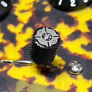 Kinnatone Fire Dept Fireman Black Stainless Steel Guitar Switch Tip - Fender Strat Tele