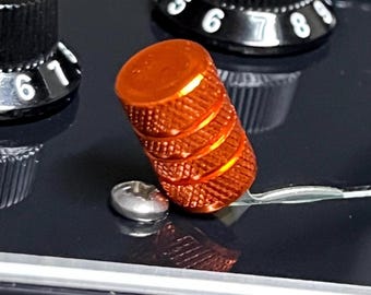 Orange Knurled Aluminum Guitar Switch Tip - Strat Tele Ibanez