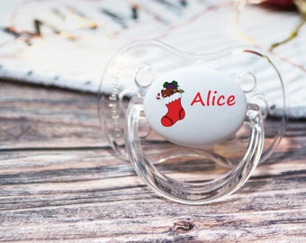 Personalisierter Schnuller Schnuller, Personalisierte Schnullerkette, Alle Nuckel, Größen & Farben, Weihnachten 2a