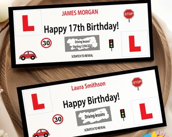 Personalised Driving Lessons Scratch Card Reveal | Gift Voucher | Scratch to reveal Surprise | Birthday Custom Gift | Learner Driver