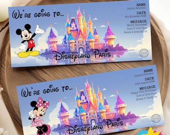Biglietto Disneyland personalizzato / Carta regalo / Rivelazione delle festività / Compleanno, Natale, Anniversario, Regalo / Sorpresa per le festività / Design 2