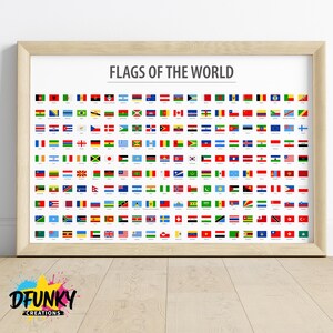 Jätteposter med världsflaggor | Lyxigt väggkonsttryck | Heminredning | Väggposter | Unik present | Modern | Trendig | Alla storlekar tillgängliga