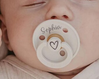 BIBS COLOR * 2-PACK * Personalisierte Dummy Schnuller, Naturkautschuk, Name & Herz