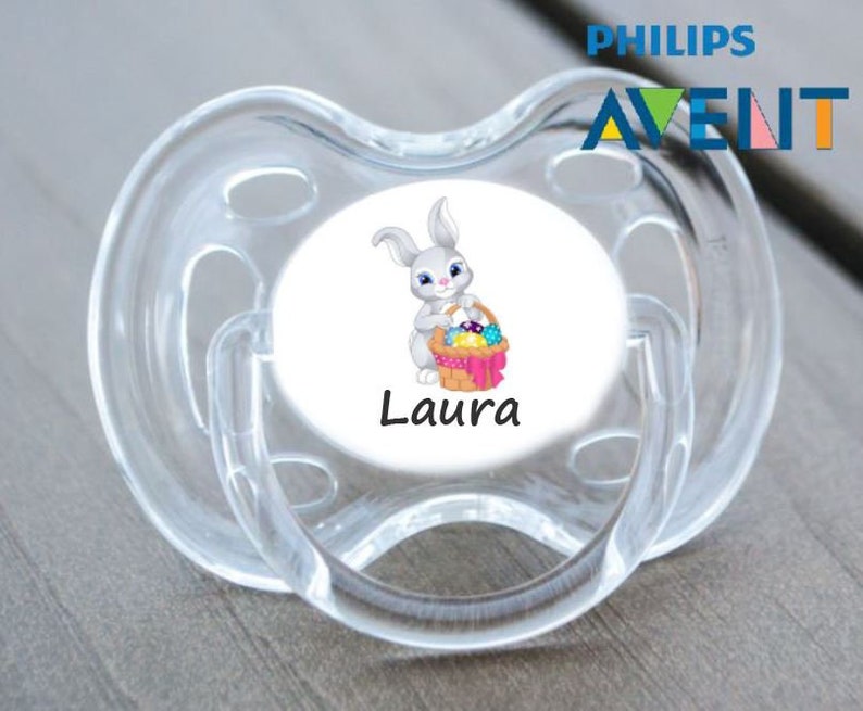 ALL TEATS,SIZES /& COLOURS P RABBIT PERSONALISED DUMMY PACIFIER SOOTHER