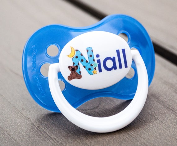 SIZES /& COLOURS ALL TEATS BLUE CROWN 2 PERSONALISED DUMMY PACIFIER SOOTHER