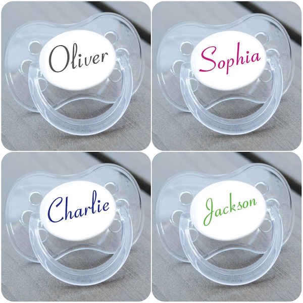 2-PACK Personalised Dummy Pacifier Soother, Various Teats, CONNETICUT FONT