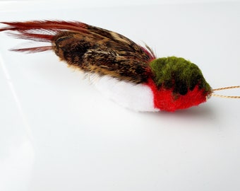 Robin Bird Cat Toy Mini  – Loop Attachment Feather Chase & Play Toy