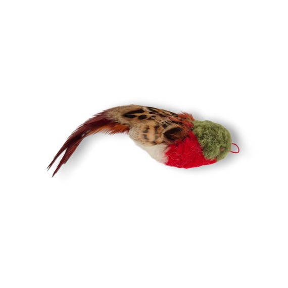 Realistic Feather Bird Cat Toy – Handmade Chase Stimulator for Kittens
