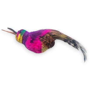 Findlay Finch Bird Cat Toy with Real Feathers – Colourful Finch Wand Attachment – Handmade Interactive Cat Toy for Play – by TigaToys